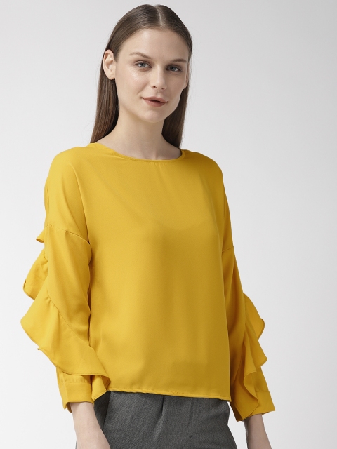 

Park Avenue Women Mustard Yellow Solid Top