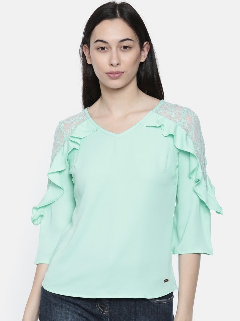 

Park Avenue Woman Women Sea Green Solid Top