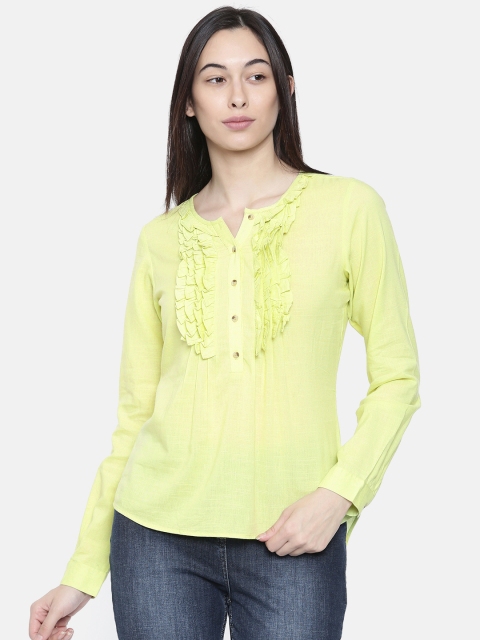 

Park Avenue Woman Green Solid High-Low Top