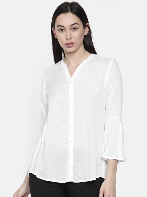 

Park Avenue Woman Women White Self Design Shirt Style Top