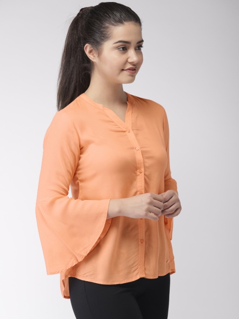

Park Avenue Woman Women Orange Self Design Shirt Style Top