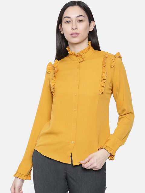 

Park Avenue Woman Mustard Yellow Solid Top