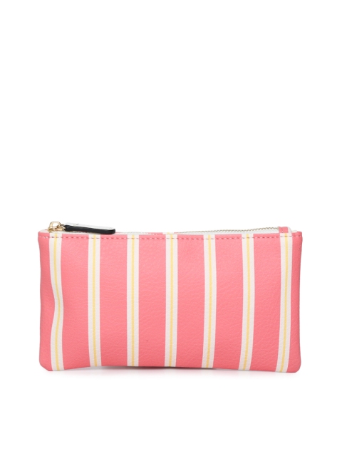 

Accessorize Women Pink & Off-White Striped Zip Around Wallet