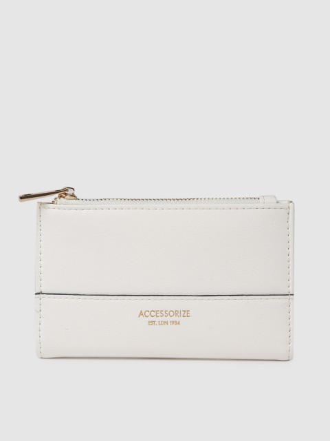 

Accessorize Women White Solid Two Fold Wallet