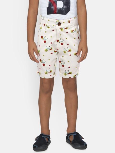 

United Colors of Benetton Boys White Printed Regular Shorts
