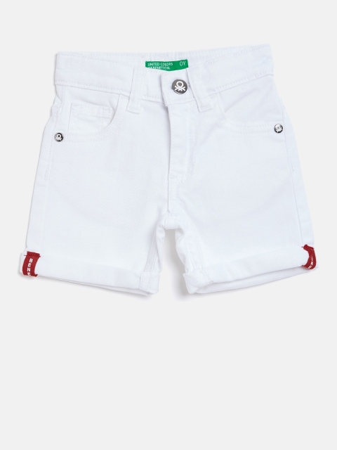 

United Colors of Benetton Boys White Solid Regular Fit Denim Shorts