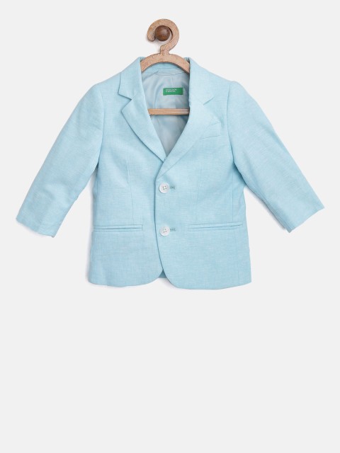 

United Colors of Benetton Boys Blue Solid Single-Breasted Casual Blazer
