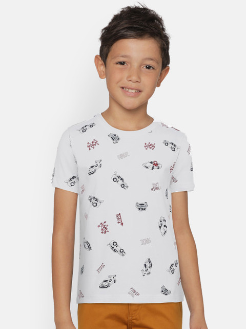 

United Colors of Benetton Boys White Printed Round Neck T-shirt