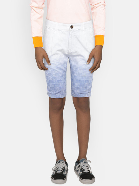 

United Colors of Benetton Boys White & Blue Checked Regular Fit Shorts