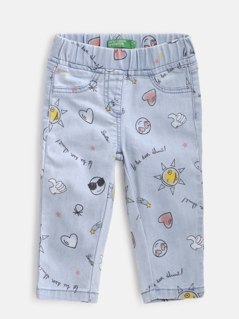 

United Colors of Benetton Girls Blue Printed Jeggings