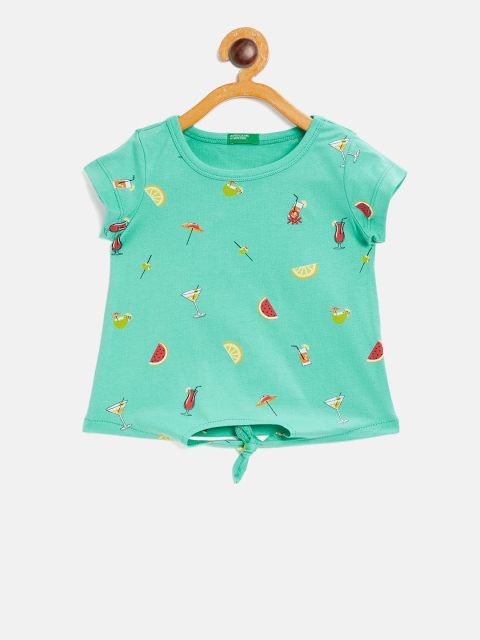 

United Colors of Benetton Girls Sea Green Printed Top