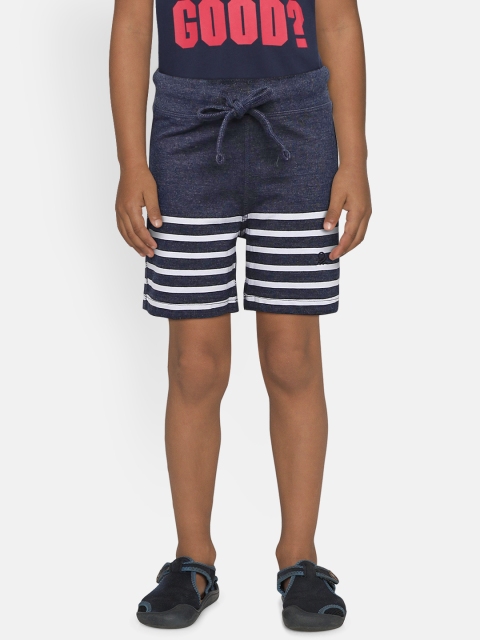 

United Colors of Benetton Boys Navy Blue & White Striped Regular Shorts