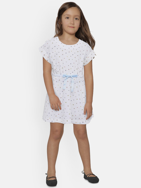 

United Colors of Benetton Girls White Printed Fit & Flare Dress