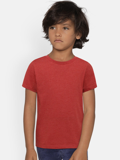 

United Colors of Benetton Boys Red Solid Round Neck T-shirt