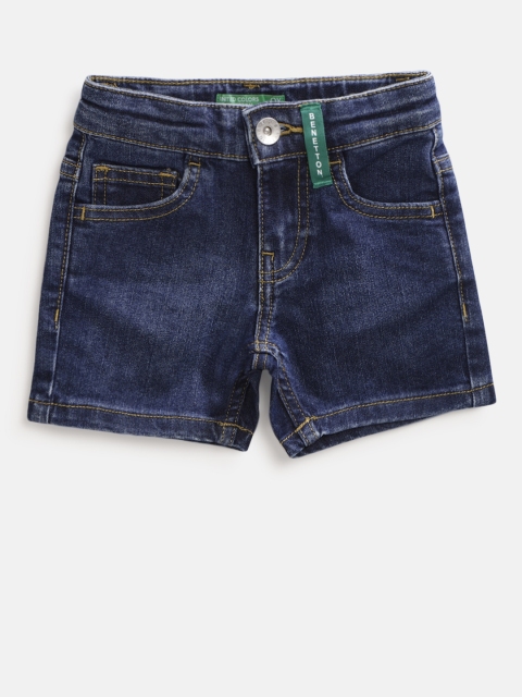 

United Colors of Benetton Boys Navy Blue Solid Denim Shorts