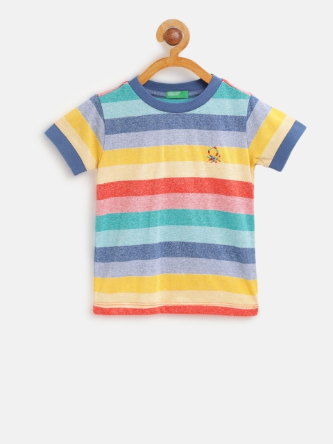 

United Colors of Benetton Boys Multicoloured Striped Round Neck T-shirt, Multi