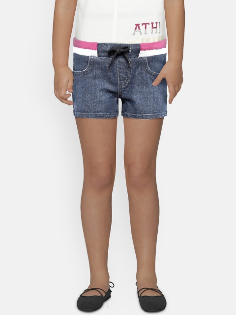 

United Colors of Benetton Girls Blue Solid Regular Fit Denim Shorts
