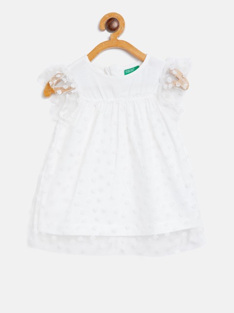 

United Colors of Benetton Girls White Self-Design A-Line Dress