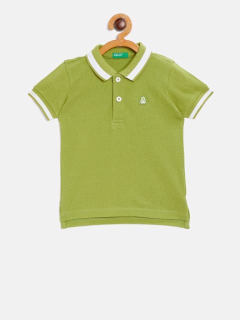 

United Colors of Benetton Boys Lime Green Solid Polo Collar T-shirt