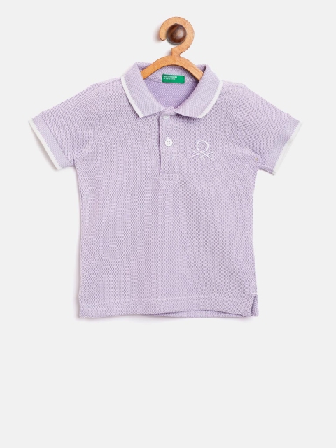

United Colors of Benetton Boys Lavender Self Design Polo Collar T-shirt