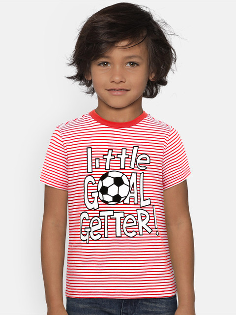 

United Colors of Benetton Boys Red & White Striped Round Neck T-shirt