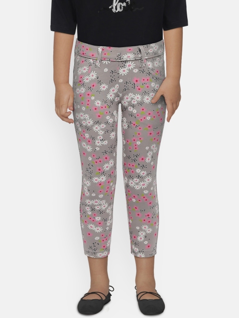 

United Colors of Benetton Girls Grey & Pink Printed Treggings