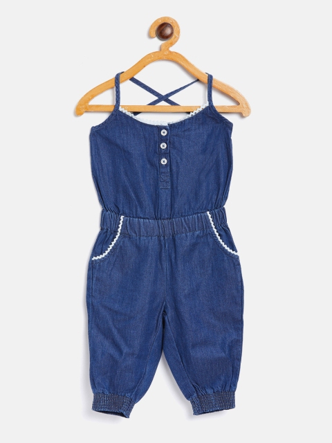

United Colors of Benetton Navy Blue Solid Denim Jumpsuit
