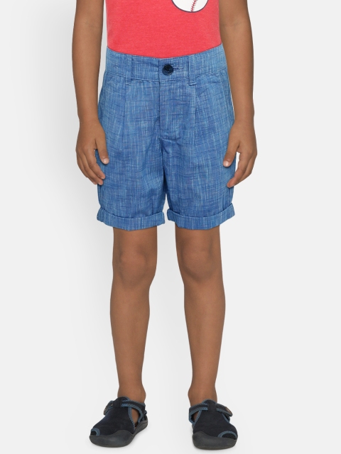 

United Colors of Benetton Boys Blue Self Design Regular Fit Shorts