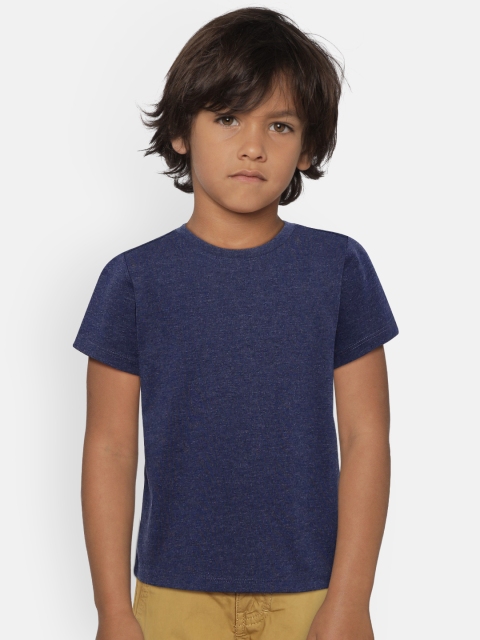 

United Colors of Benetton Boys Navy Blue Solid Round Neck T-shirt