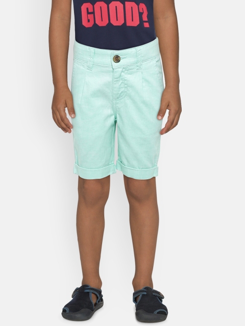 

United Colors of Benetton Boys Mint Green Solid Regular Fit Shorts