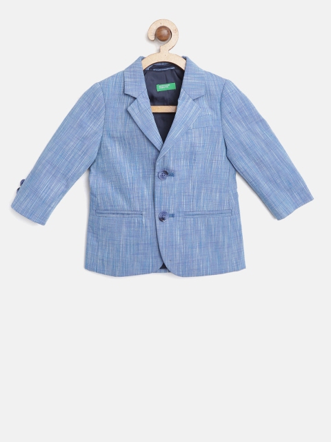 

United Colors of Benetton Boys Blue Solid Single-Breasted Casual Blazer