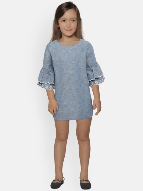 

United Colors of Benetton Girls Blue Washed A-Line Dress