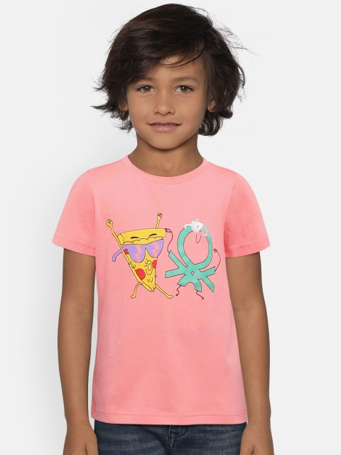 

United Colors of Benetton Boys Pink Printed Round Neck T-shirt