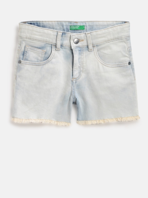 

United Colors of Benetton Girls Blue Washed Denim Shorts