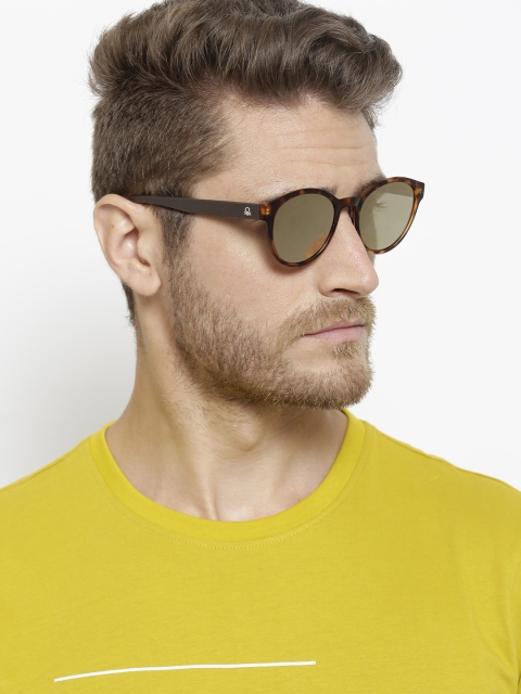 

United Colors of Benetton Unisex Mirrored Oval Sunglasses BE5009MI112, Gold