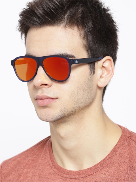 

United Colors of Benetton Unisex Mirrored Oval Sunglasses BE5003MI654, Red