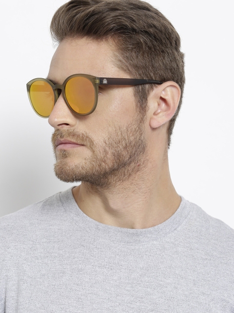 

United Colors of Benetton Unisex Mirrored Oval Sunglasses BE5010MI506, Orange