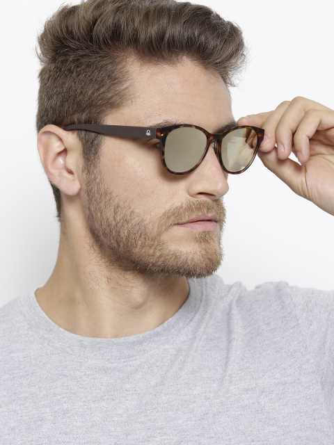 

United Colors of Benetton Unisex Mirrored Oval Sunglasses BE5012MI112, Brown