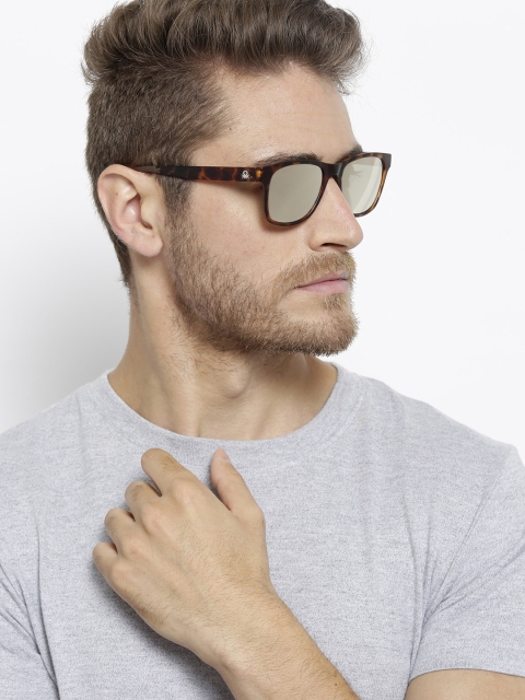 

United Colors of Benetton Unisex Mirrored Rectangle Sunglasses BE5005MI112, Gold