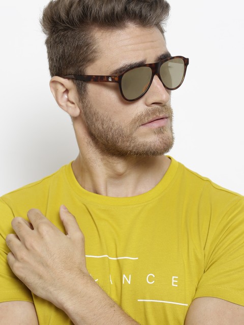 

United Colors of Benetton Unisex Mirrored Aviator Sunglasses BE5003MI112, Off white