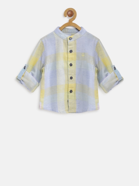 

United Colors of Benetton Boys Blue & Yellow Checked Casual Shirt