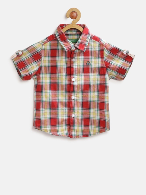 

United Colors of Benetton Boys Red & Yellow Regular Fit Checked Casual Shirt