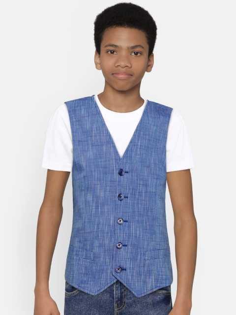 

United Colors of Benetton Boys Blue Self Design Pure Cotton Waistcoat