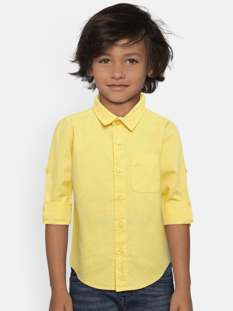 

United Colors of Benetton Boys Yellow Regular Fit Solid Casual Shirt