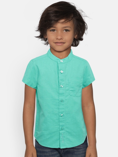 

United Colors of Benetton Boys Sea Green Regular Fit Solid Casual Shirt