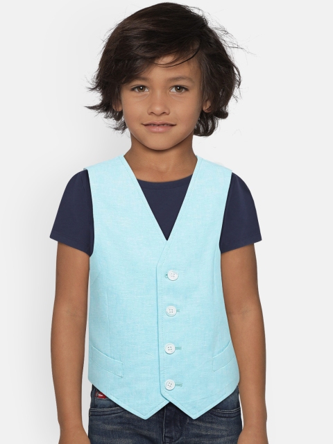 

United Colors of Benetton Boys Blue Solid Waistcoat