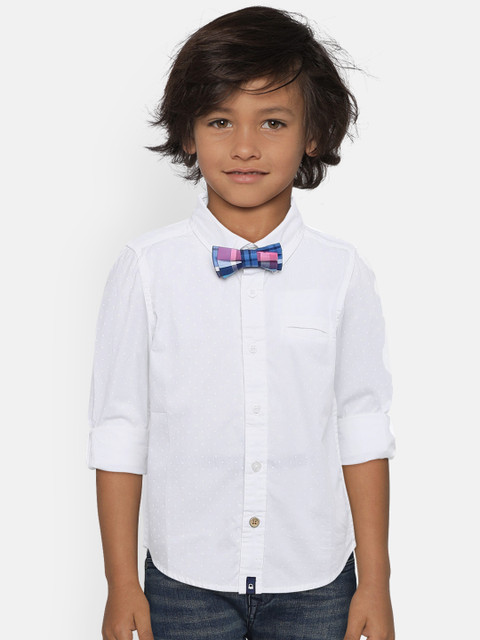 

United Colors of Benetton Boys White Regular Fit Self-Printed Casual Shirt