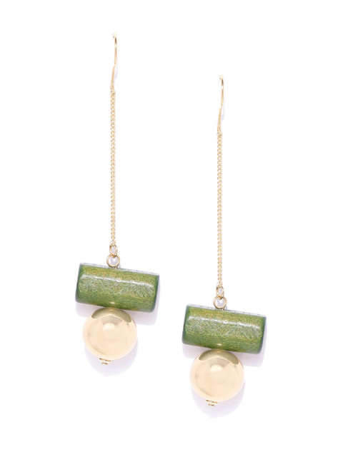 

KARATCART Green Gold-Plated Spherical Drop Earrings