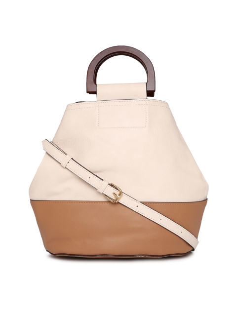 

Accessorize Beige & Brown Colourblocked Handheld Bag