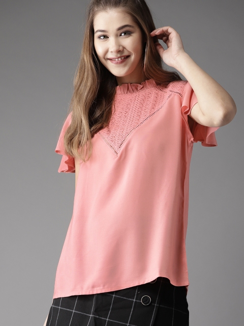 

HERE&NOW Women Peach-Coloured Solid Top